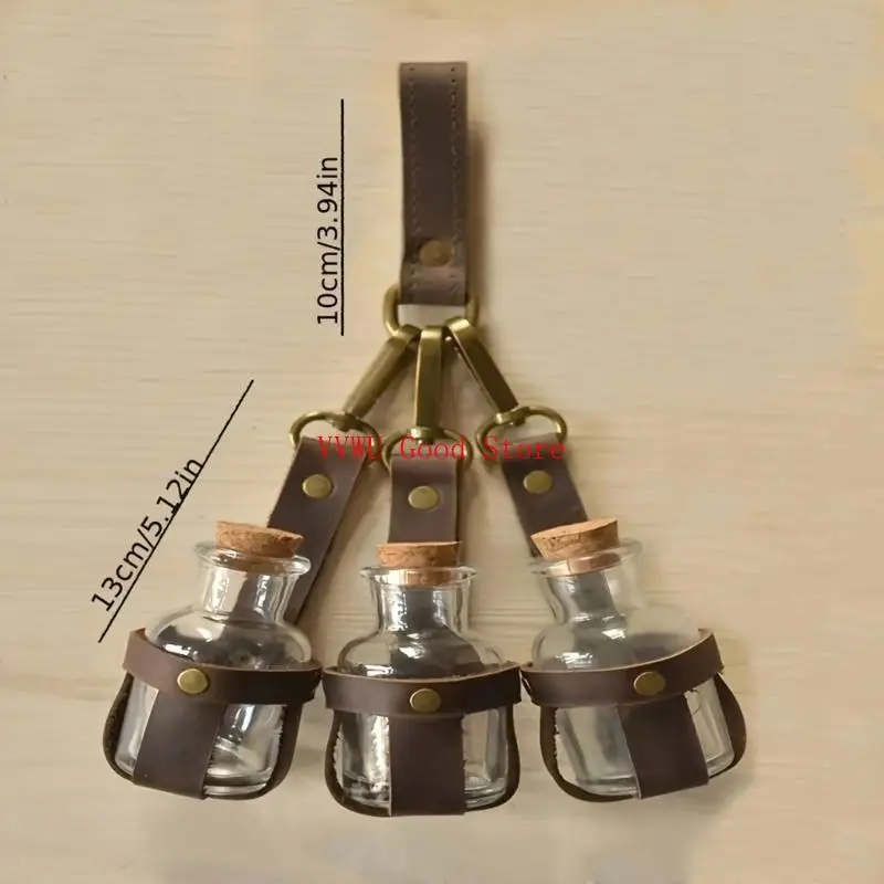 Garrafa poção com porta -vidro do assistente couro com rolhas vidro com rolhas cortiça