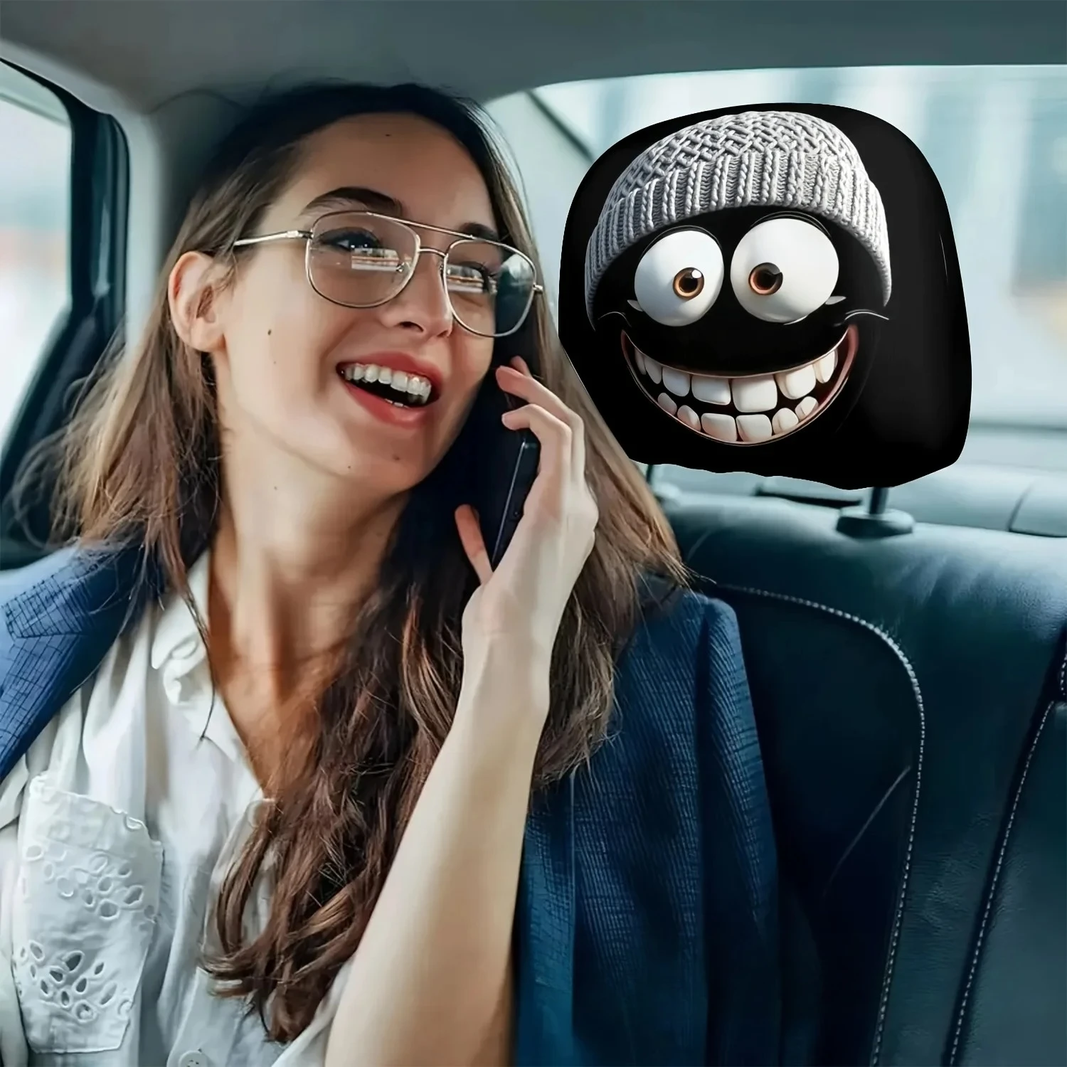 Classic Cartoon Character Knitted Headrest Covers, Easy-to-Install Headrest Protectors, Car Interior Decor Accessories