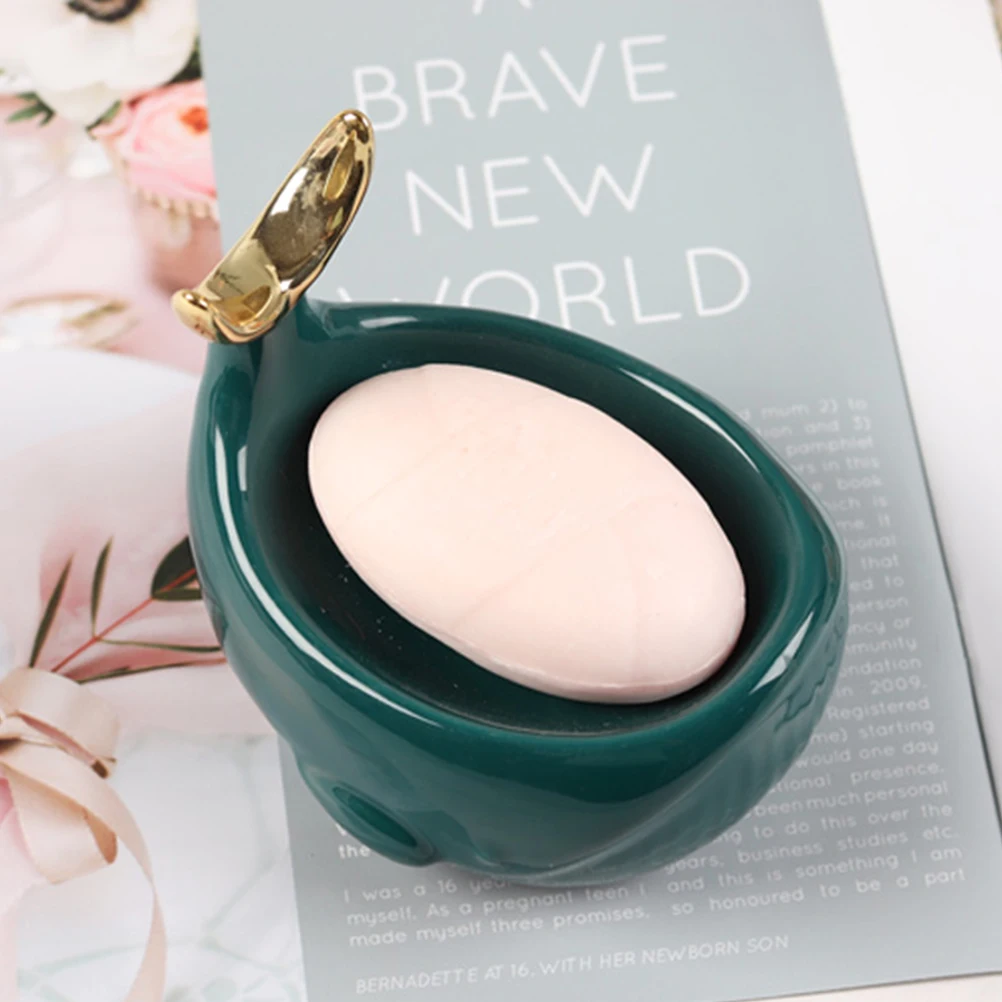 

Modern for Shower Steamer Tray Ceramic Sponge Holder Animal Soap Container Traveling