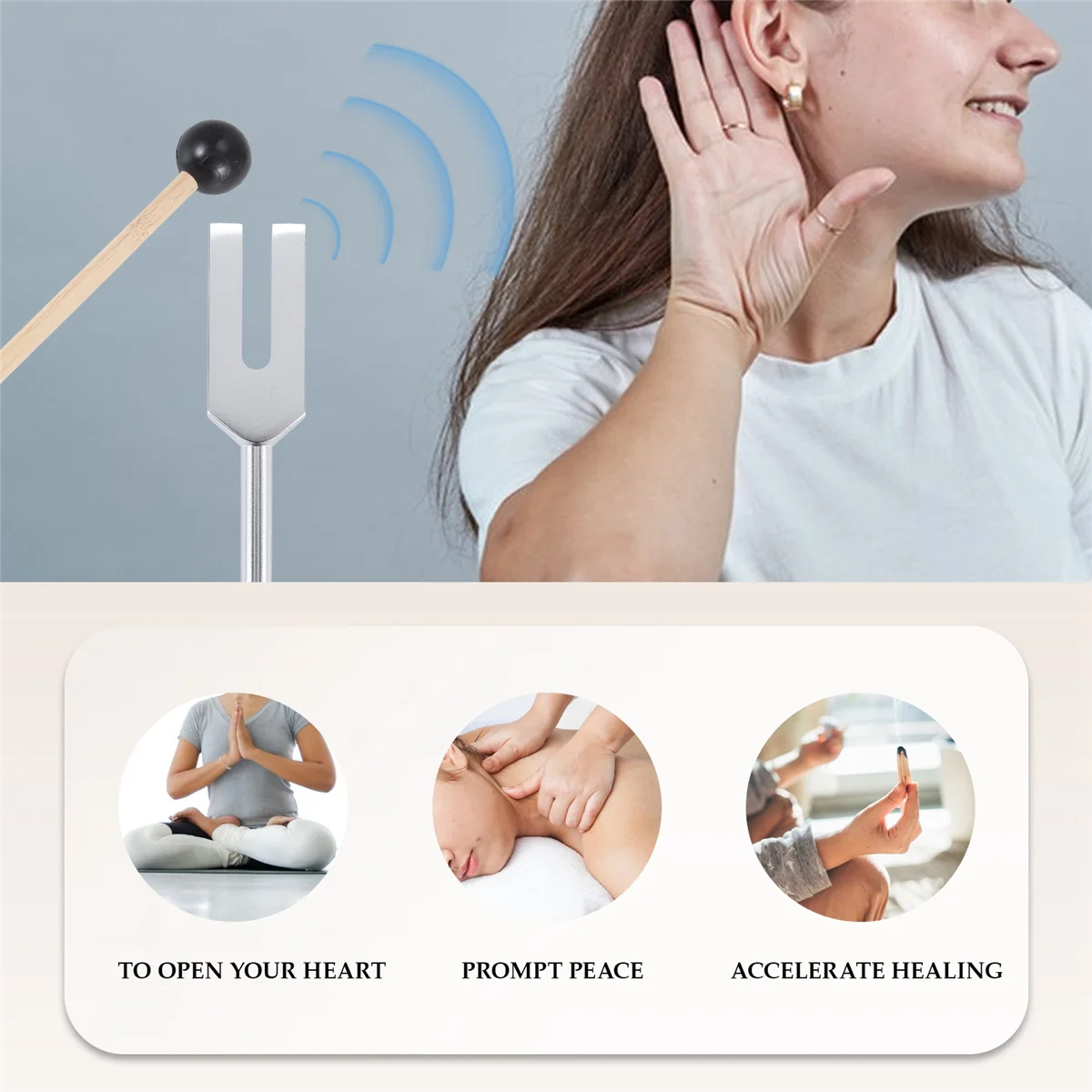 고주파 에너지 튜닝 포크, 4096HZ C4096 알루미늄 합금 튜닝 포크, 사운드 진동 도구 치료