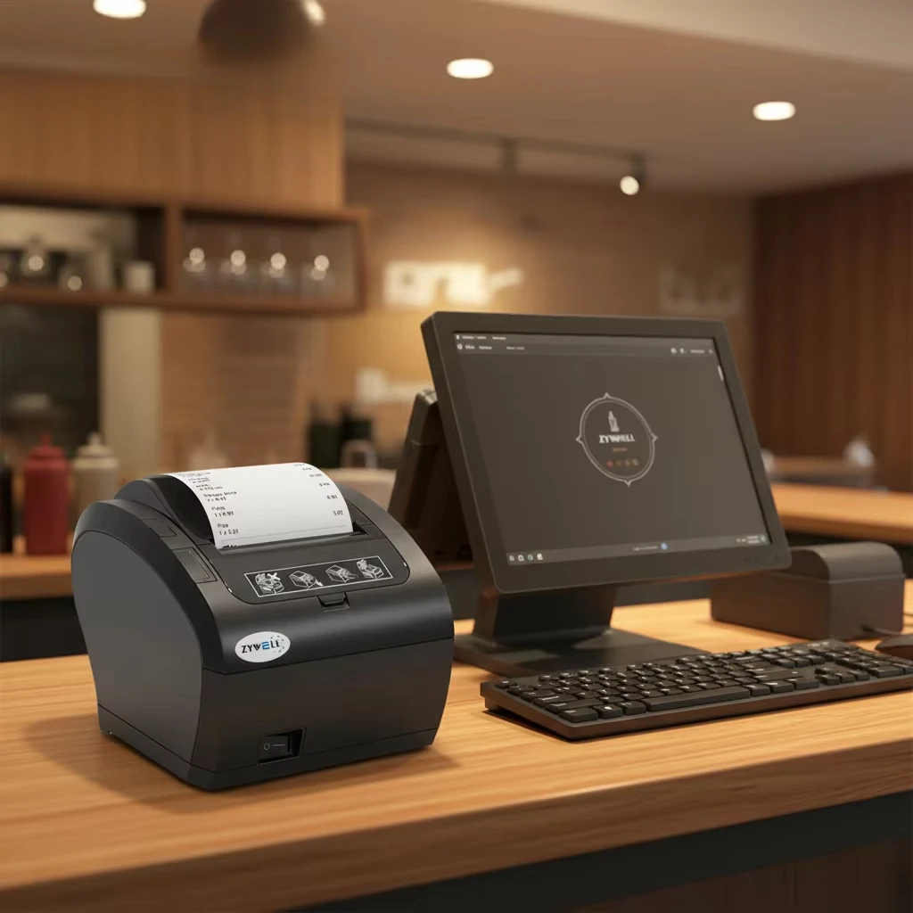 ZY302 POS Terminal Printer Zywell Desktop 3inch Thermal Ticket Printer Receipt 80mm Printer