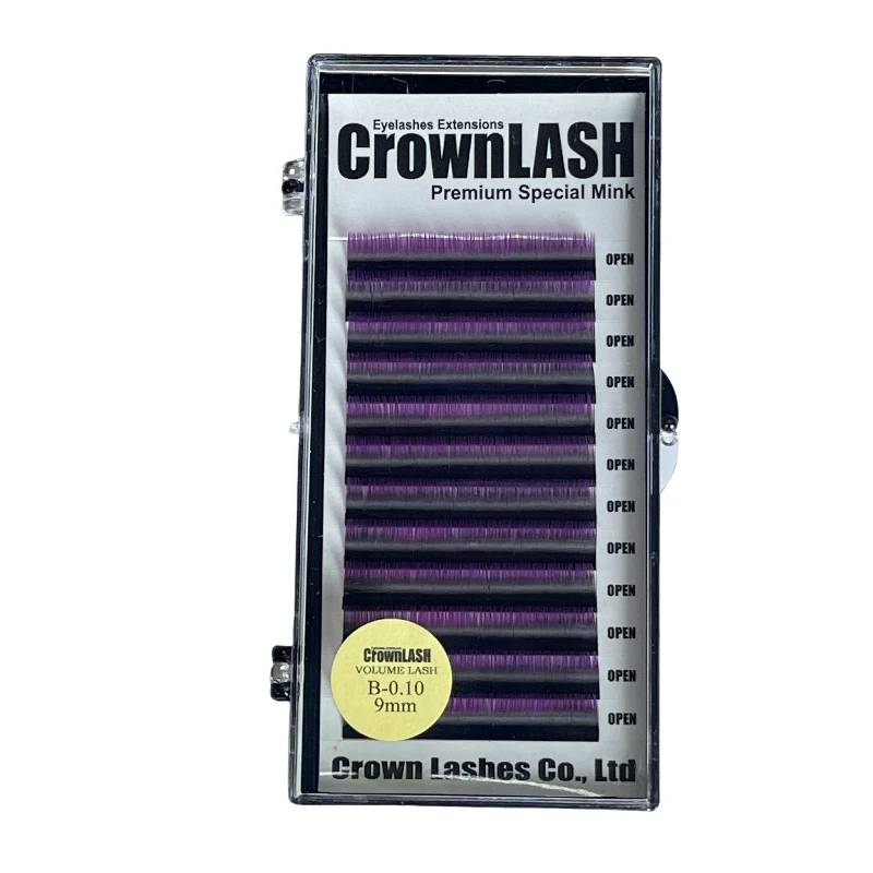 CrownLASH Dual Color Ombre Purple  C D 0.10 9-15mm Eyelashes Extensions Single Size Tray Free Shipping