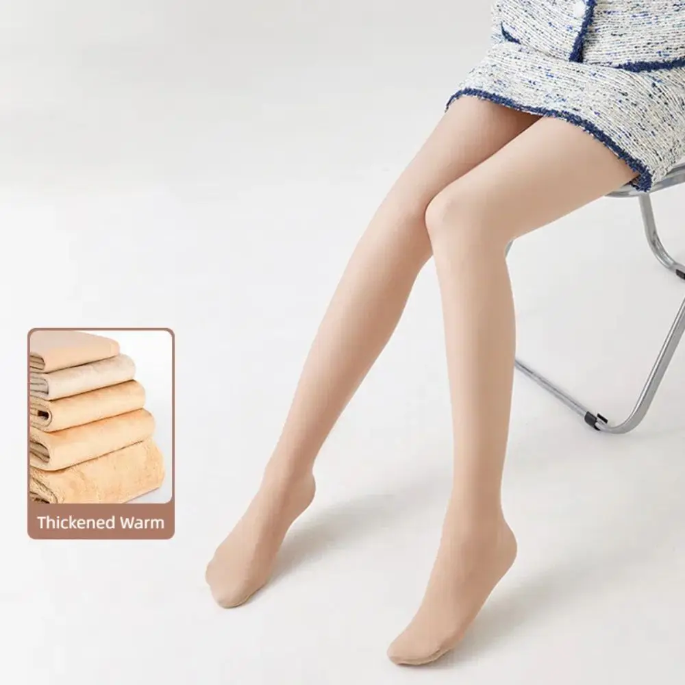 New Thicken Plush Thermal Stockings Elastic Translucent Fleece Tights Warm Winter Pantyhose Women