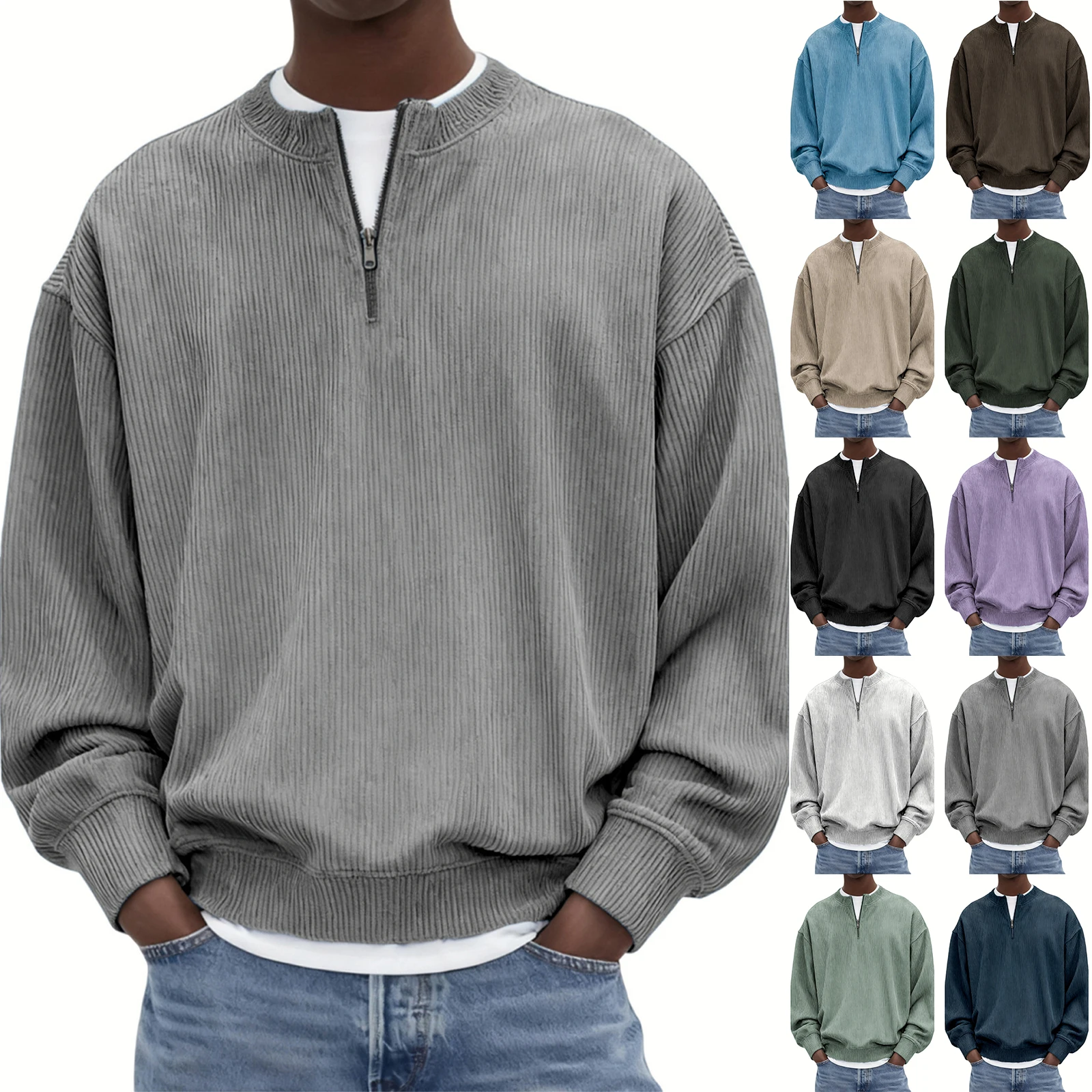 

Men'S Outdoor Shirt Casual Daily Breathable Sports Top Solid Color Long Sleeved Autumn Winter Sweatshirts Camping Hiking Shirt