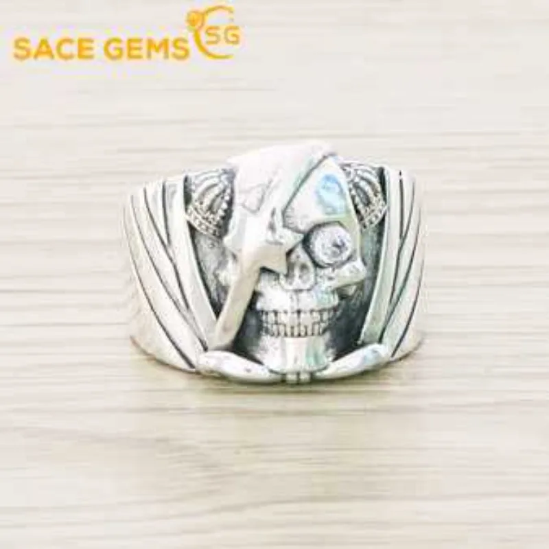 

Skull Ring for Men 925 Sterling Silver Skeleton Walking Evil Demon Vintage Punk Rock Cool Skull Ring for Men Fashion Jewelry