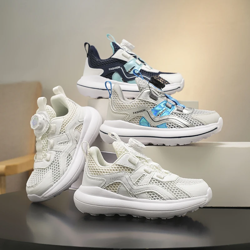 

Children Summer Leisure Sport Shoes Full Hollow Mesh Breathable Flexible Sole Anti Kick Toe Non Slip Running Shoes