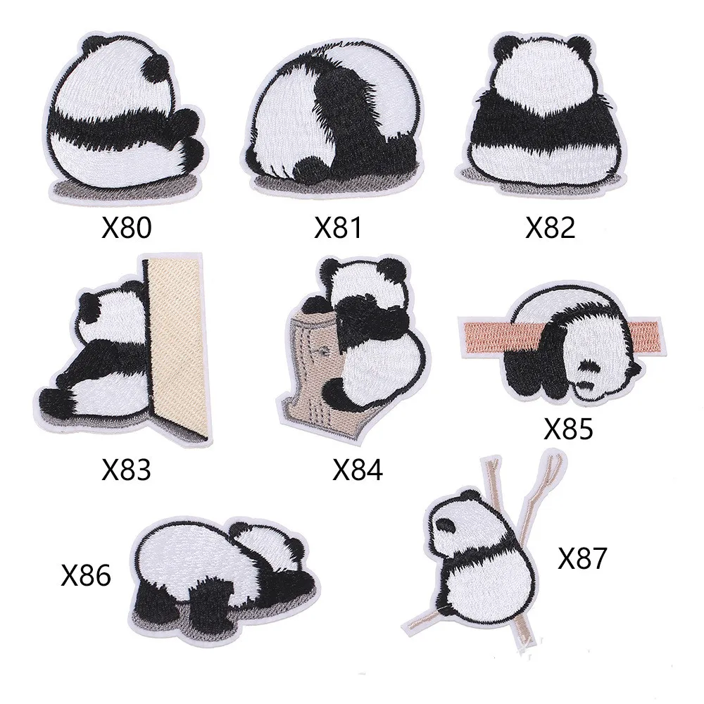 1 pc Cartoon Cute Panda patch ferro su abbigliamento per bambini zainetto cappelli adesivi fai da te Stripe Animal Badge cucito pantaloni Appliques