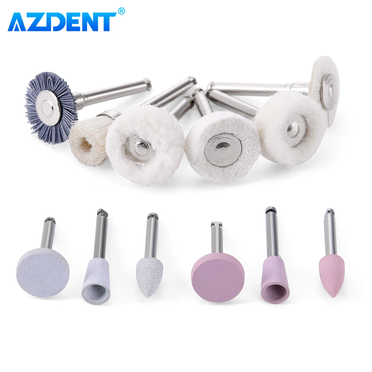 AZDENT-Kit de acabado de pulido Dental compuesto, pulidor de silicona RA de 2,35mm para pieza de mano de baja velocidad, 12 unids/lote por caja