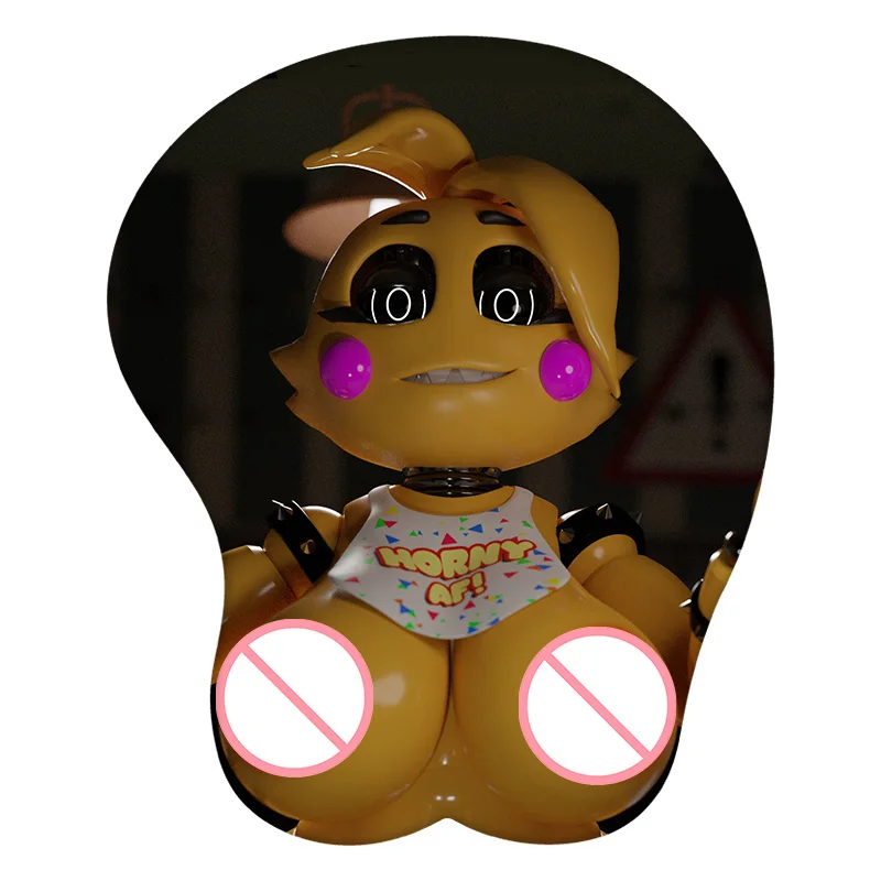 

Yellow Chicken Doll Toy Chica Anime 3D Mouse Pad Wrist Rest Silicone Creative Gaming Mousepad Mat