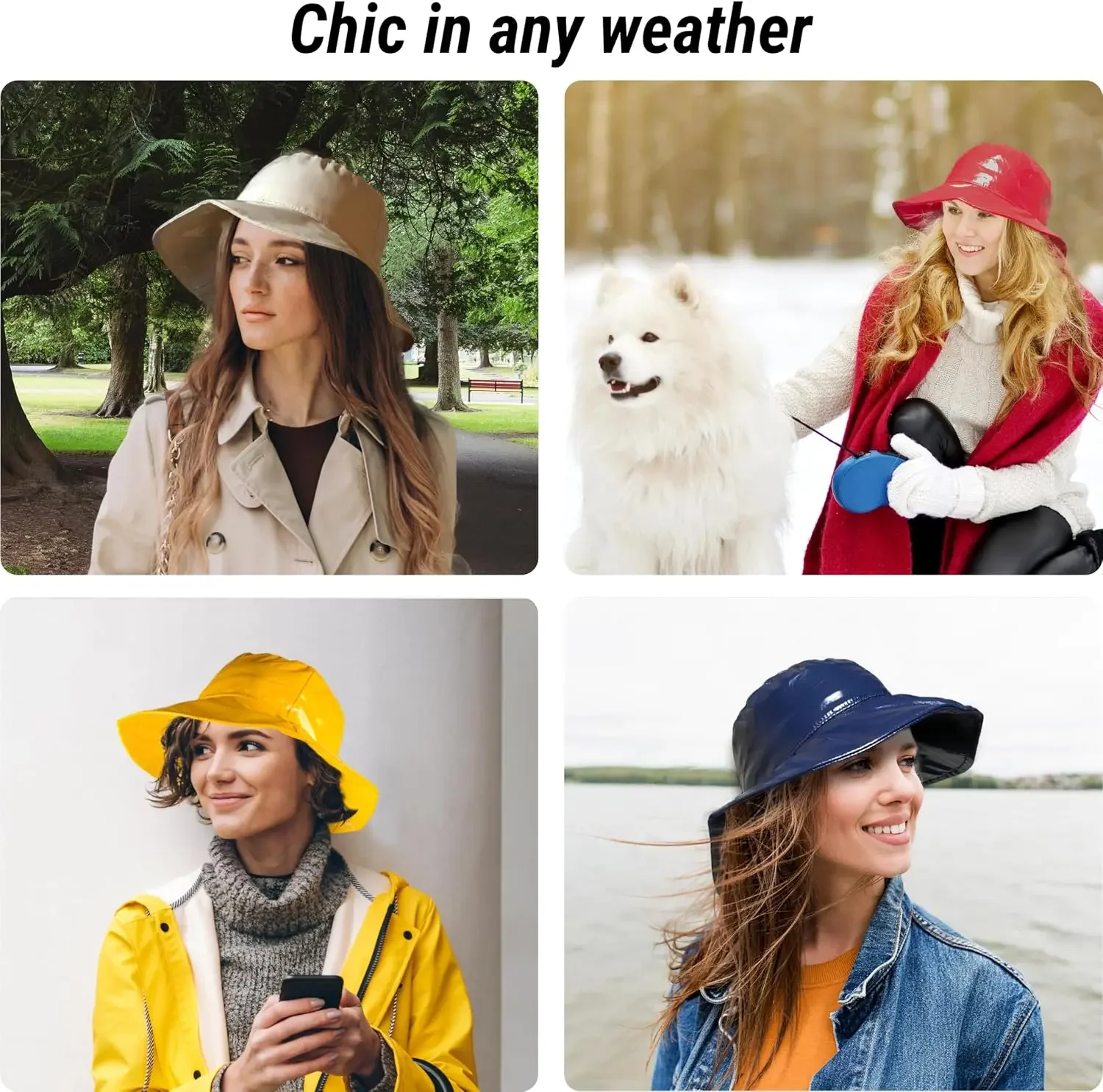 Wide Brimmed Vinyl Rain Hat for Outdoor Walking and Gardening