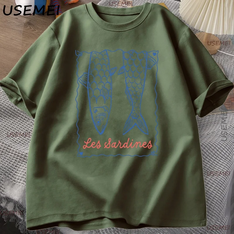 Trendy Sardines T Shirt Aesthetic Fish T-Shirt Summer Short Sleeve Coastal Tee Ocean Men Clothing Man Women Casual Clothes Tees image 4