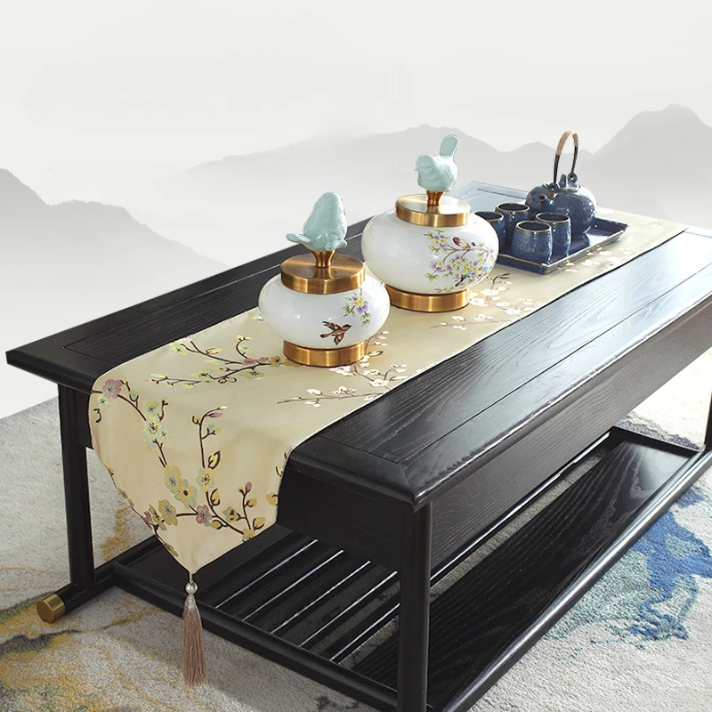 

New Chinese Embroider Tablecloth Tea Table Flag Cloth Art Strip Chinese Style Zen Tea Cloth Long Strip TV Cabinet Tablecloth