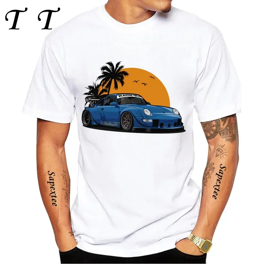 

2025 Summer Men Short Sleeve Boxter 986 Turbo Classic T-Shirt RWB 993 Legend Car Design White Casual Boy Tees Hipster Cool Tops