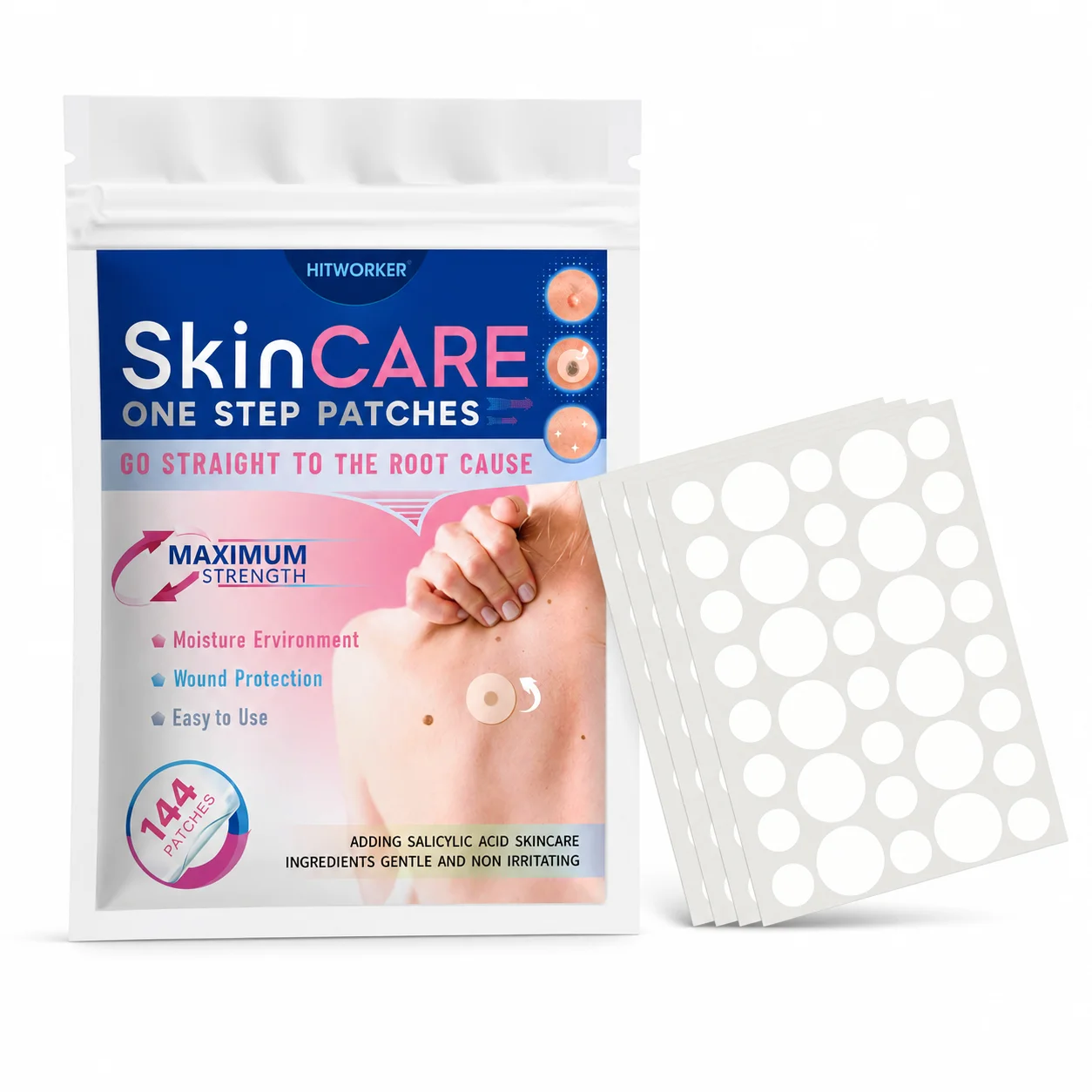 

144 Pieces Hydrocolloid Acne Patches per Box Alcohol-Free Gentle Non-Irritating Blemish Covering Sticker for Pimples