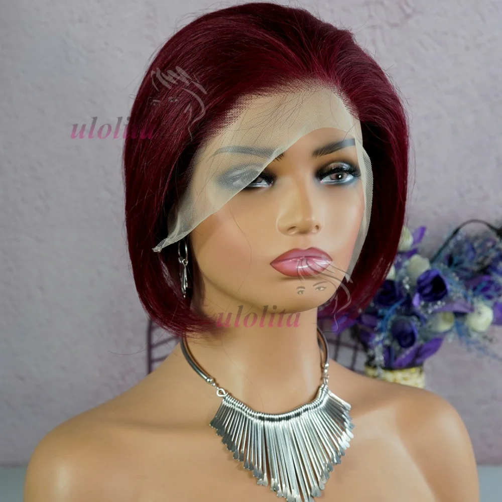 99JPixie Cut 13x4 Transparente Lace-Front-Perücken für Frauen, kurze Bob-Perücke, Inidan, vorgezupfte Lace-Frontal-Perücke aus Echthaar, 200 Dichte – Detail 13
