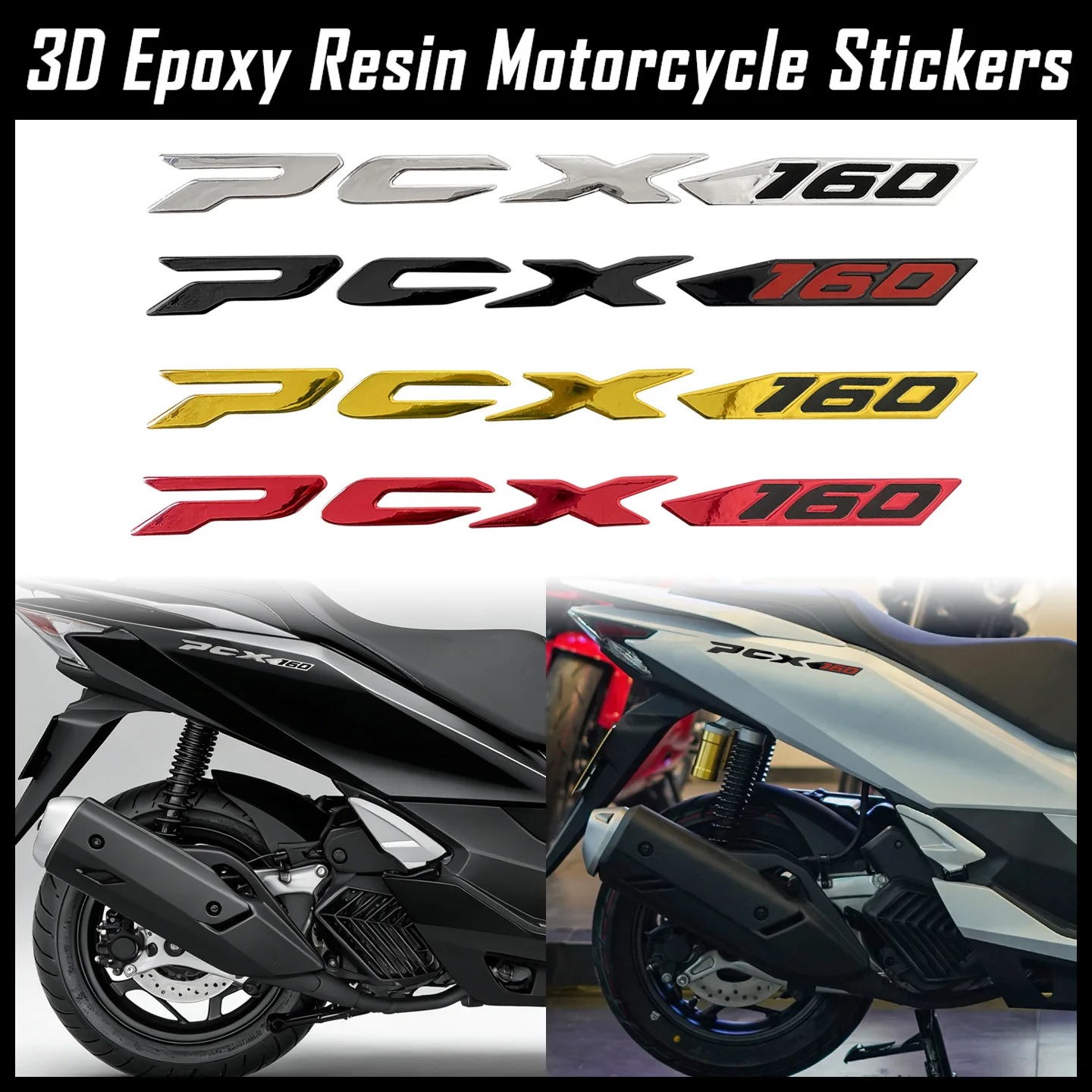 

Наклейки-эмблемы из 3D-эпоксидной смолы для мотоциклов PCX 160, PCX160, для декора боковых частей мотоциклов и скутеров, водонепроницаемые аксессуары, декали