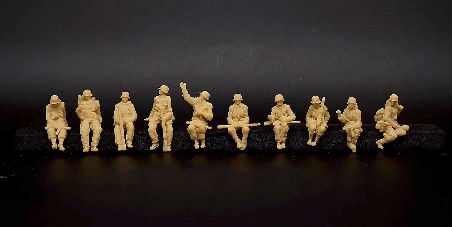 Unpainted1/72 War Ii German Winter Armored Troops 10Pc Soldiers (No Tank)^^