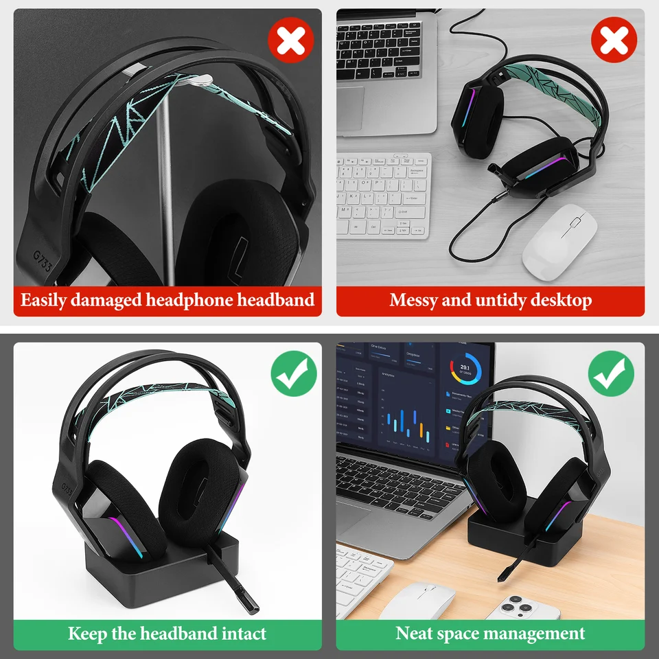 Logicool G733 ワイヤレスヘッドセット　ヘッドホン立て付属 g733-lightspeed-headset-3qtr-