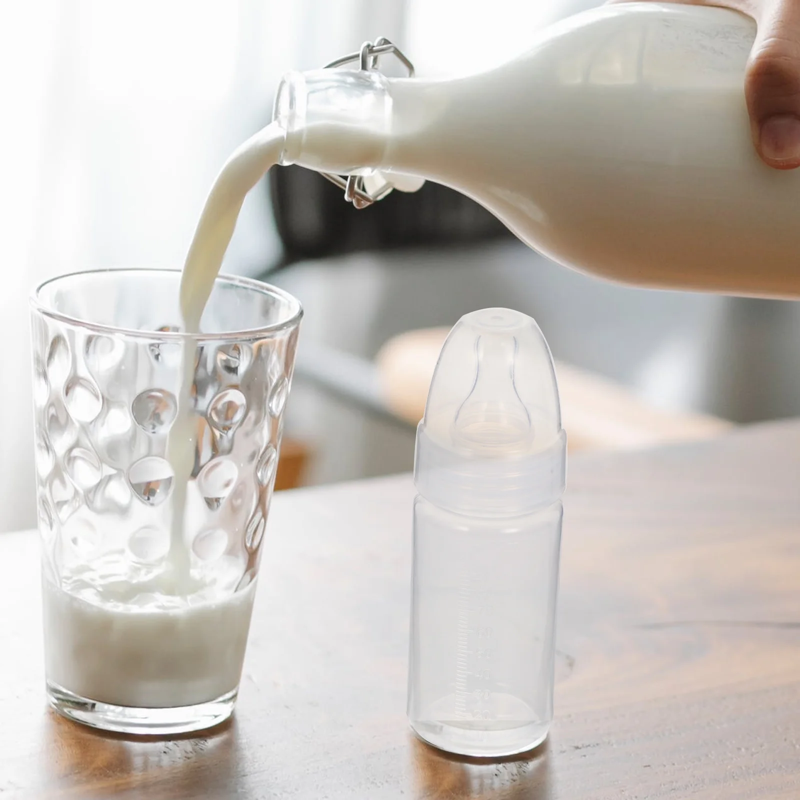 

5pcs Disposable Bottles Lightweight Once-off Newborn Milk Powder Feeding Bottle Clear Scale Supple Silicone Teat