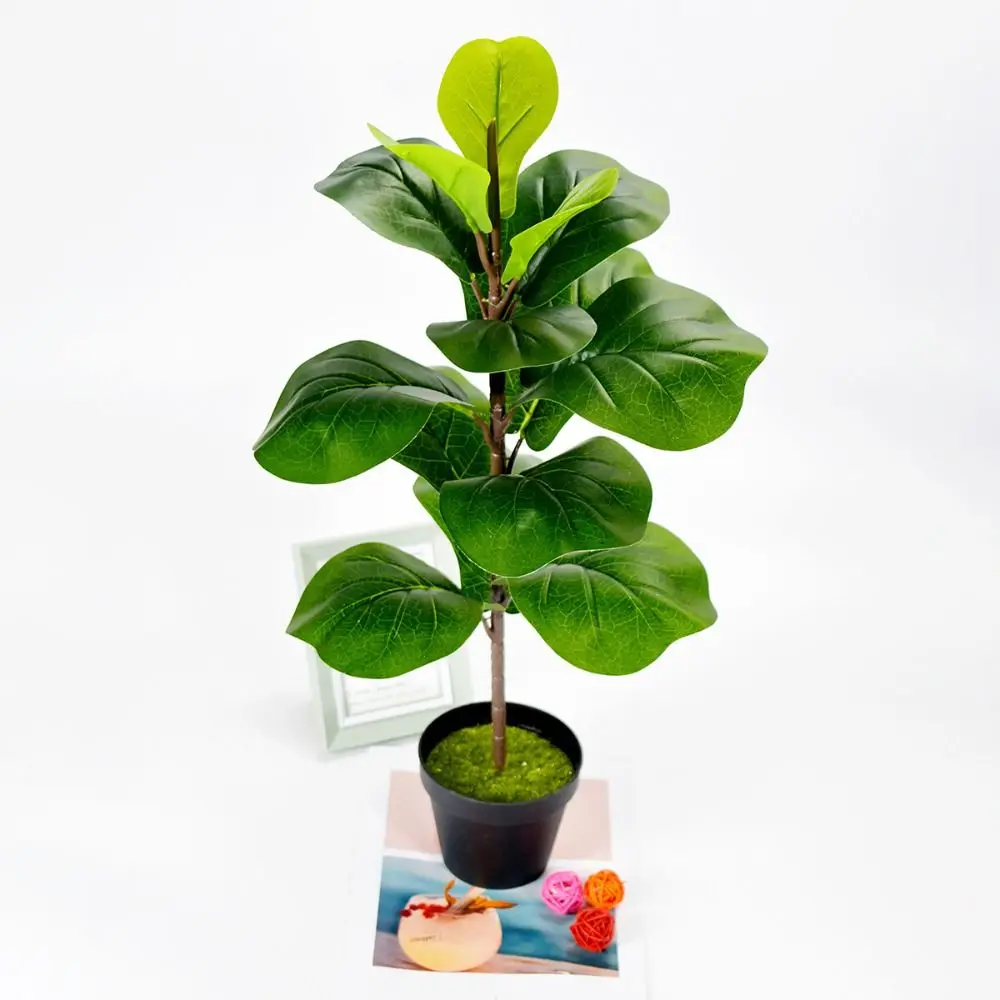 Large Artificial Fiddle Leaves Fig Tree Real Touch Plastic Tropical Banyan Plants Branch Delicate Vibrant