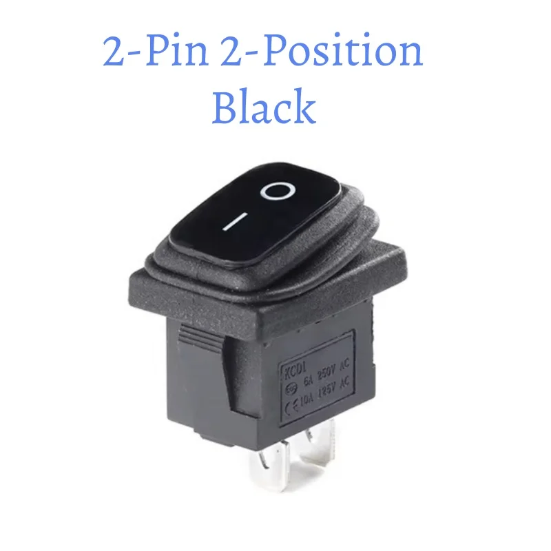 5pcs KCD1 Waterproof Rocker Switch 3/2 Pin 3/2 Position with Lights Rocker Button Power Switch Oil/Dust-proof Square Button KCD1