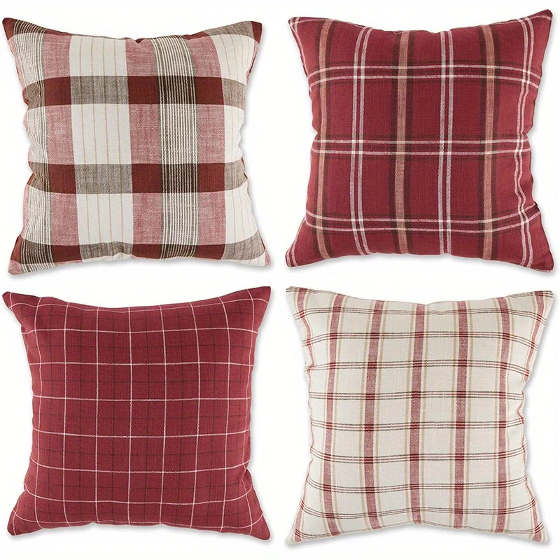 Housse de coussin décorative à motif écossais, décoration de maison, adaptée au canapé, à la chambre à coucher, à la voiture