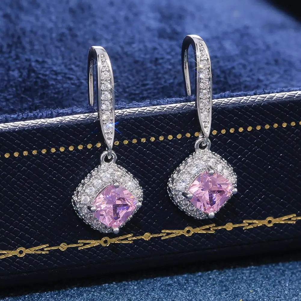 

Elegant Women Drop Earrings Cubic Zirconia Shining Rhinestones Dangle Hook Earrings Birthday Jewelry