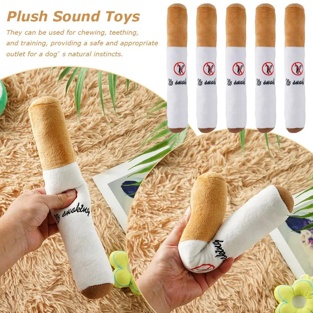 1/2/3/4/5/10PCS Cigar Big Smoke Plush Squeak Dog Chew Toy Interactive Molar Chew Toy Bite Resistant Fake Cigarette Dog Chew Toy