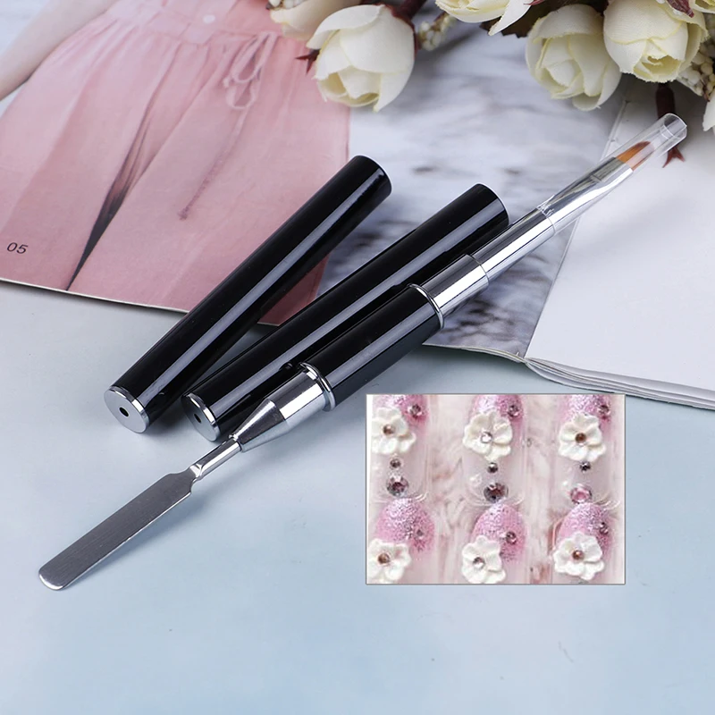 Double Side Nail Art Brushes For Manicure Poly Nail Gel Tip Extension Acrylic Builder Accessory Polygels Spatula Pen Nail Tools