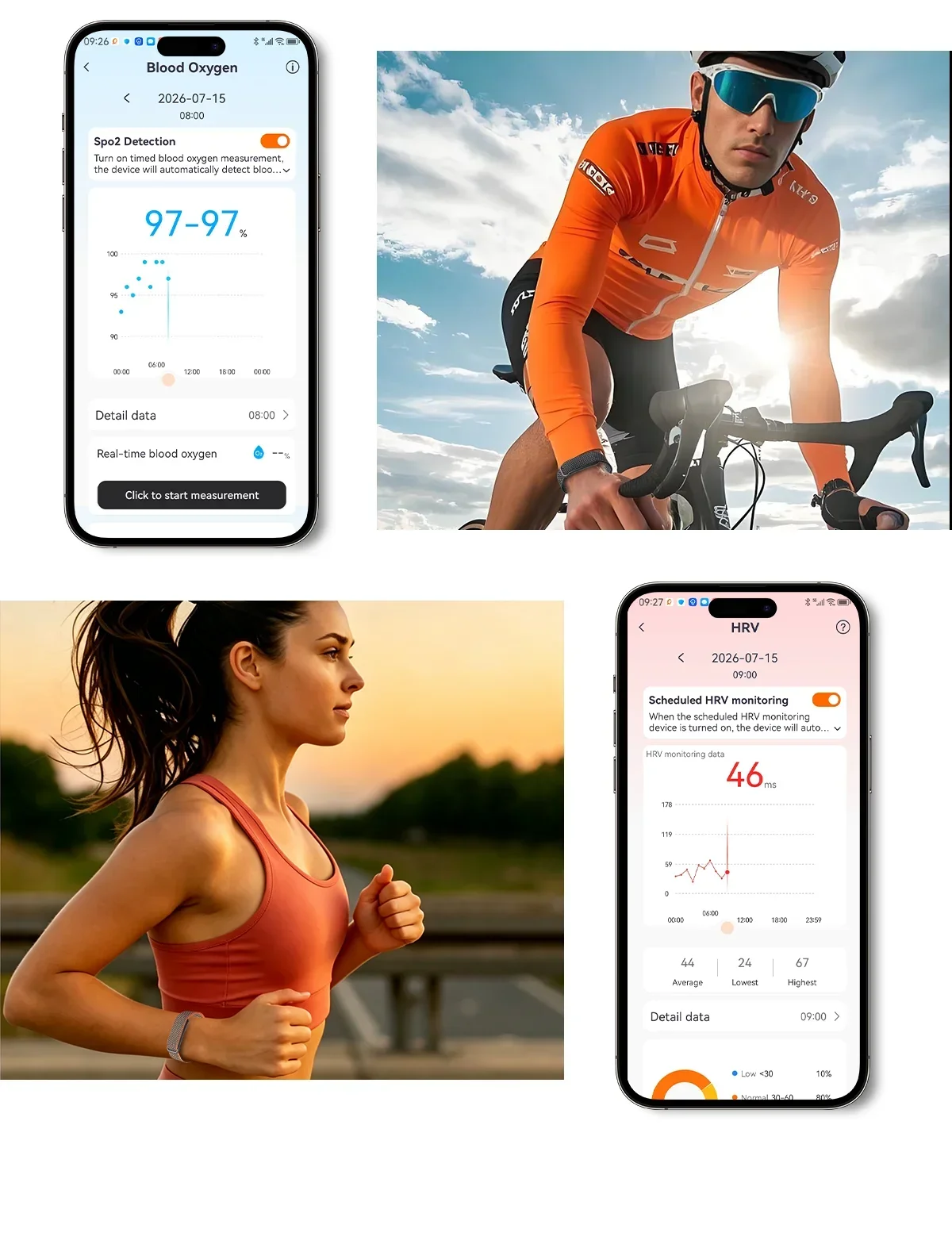 VWAR AIR Bildschirmloses Smart-Band Fitness-Tracker KI-Gesundheitsanalyse Blutsauerstoff 10m Wasserdicht 176 Sportarten Ultra-Leichtes Smart-Band – Detail 4