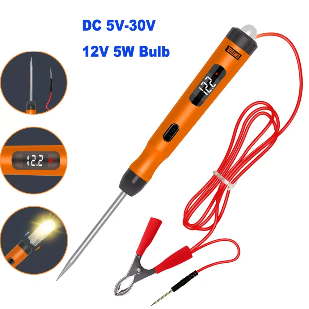 

Автомобильный тестовый светильник 5 В-30 В, электрический тестер напряжения, тестер короткого открытия цепи, зонд, цифровой светодиодный тестер автомобильных цепей