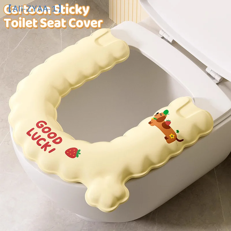 【ZYAA-1】Four Seasons Universal wasserdichtes, waschfreies Halbpack-Toilettensitzkissen, verdicktes, selbstklebendes Cartoon-Toilettensitzkissen