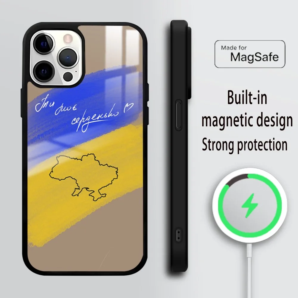 U-Ukraine F-Flag Ukraine Phone Case For iPhone 16 15 14 13 12 11 Pro Max Plus Mini Mirror Wireless magnetic case