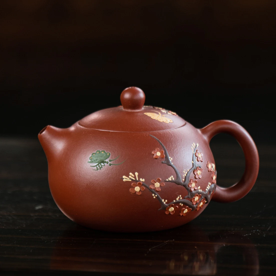 

PINNY-Chinese Kung Fu Tea Pot, Yixing Purple Clay, "XI SHI" Teapot, Retro Painting Process Drinkware, 170ml