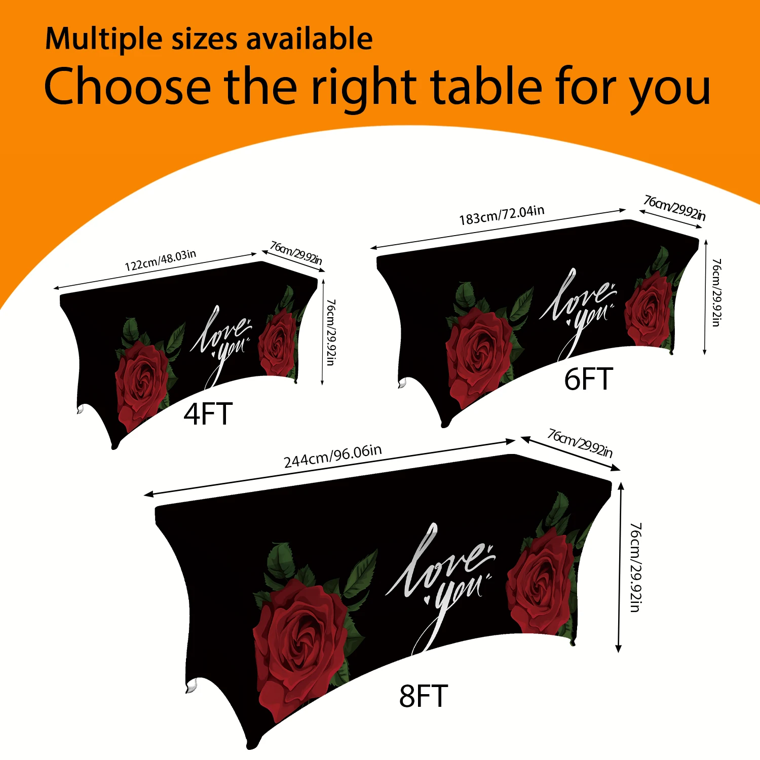 1PC Summer Outdoor Elastic Tablecloth, Romantic Red Rose & 