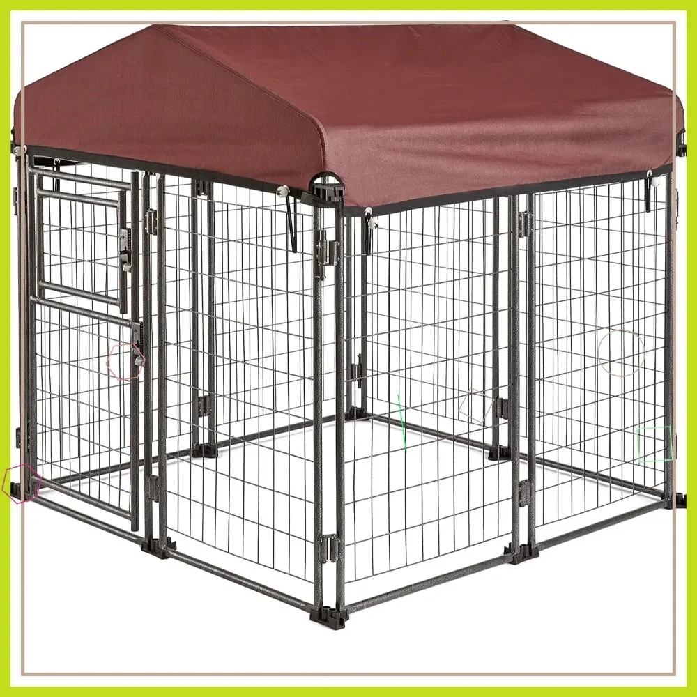 

Разборная переносная клетка для собак среднего размера, черная, стальная, складная