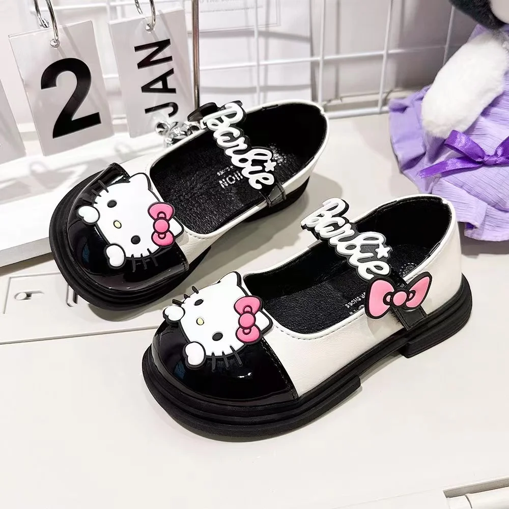 2024 hello kitty cat Small Leather Fashion Children's Princess Dance Cartoon Girls New Single kids Shoe Women children shoes