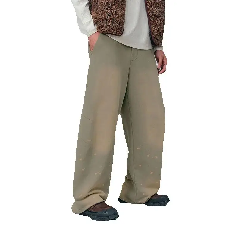 

NOTHOMME Monterest Sweatpants Vintage Washed Spray Dye Splatter Fleece Lined Relaxed Straight Men's Outdoor Streetwear Winter