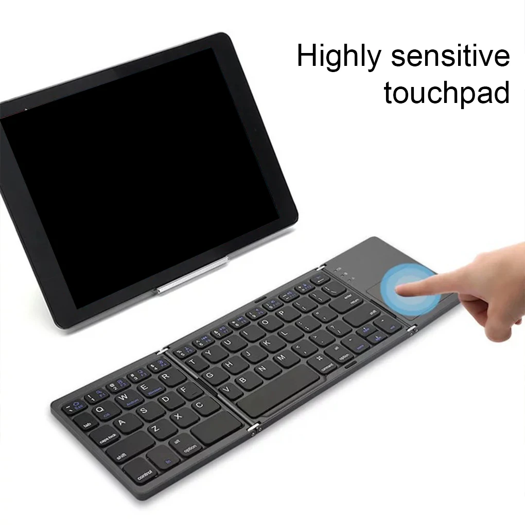 Folding Keyboard Rechargeable Wireless Laptop Keypad Foldable Design Convenience Multipurpose Sweet Gift Black