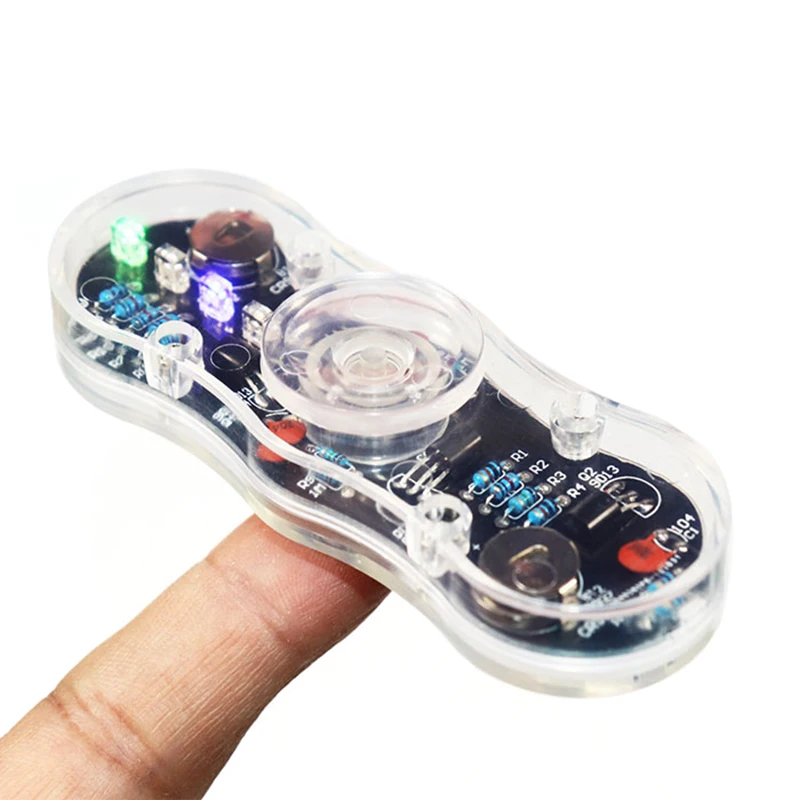 Electronic DIY Kit POV Rotate Fingertip Gyro DIY Soldering Kit Colorful Diode Electronic Training Set Fidget Spinner Welding Kit