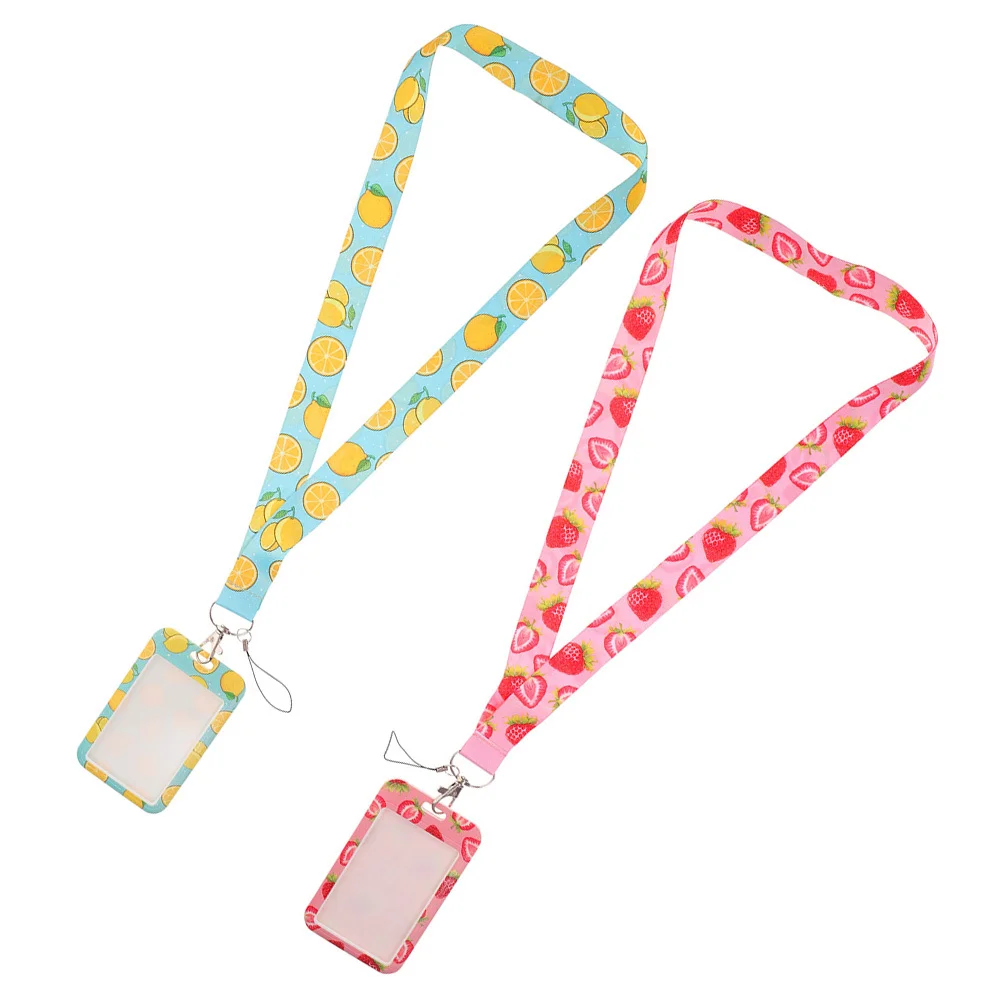 

2pcs Id Card Holder Fruit Pattern Protective Card Sleeve For Student School Cards Keeper Anti-Scratch Name Badge Holder Portable