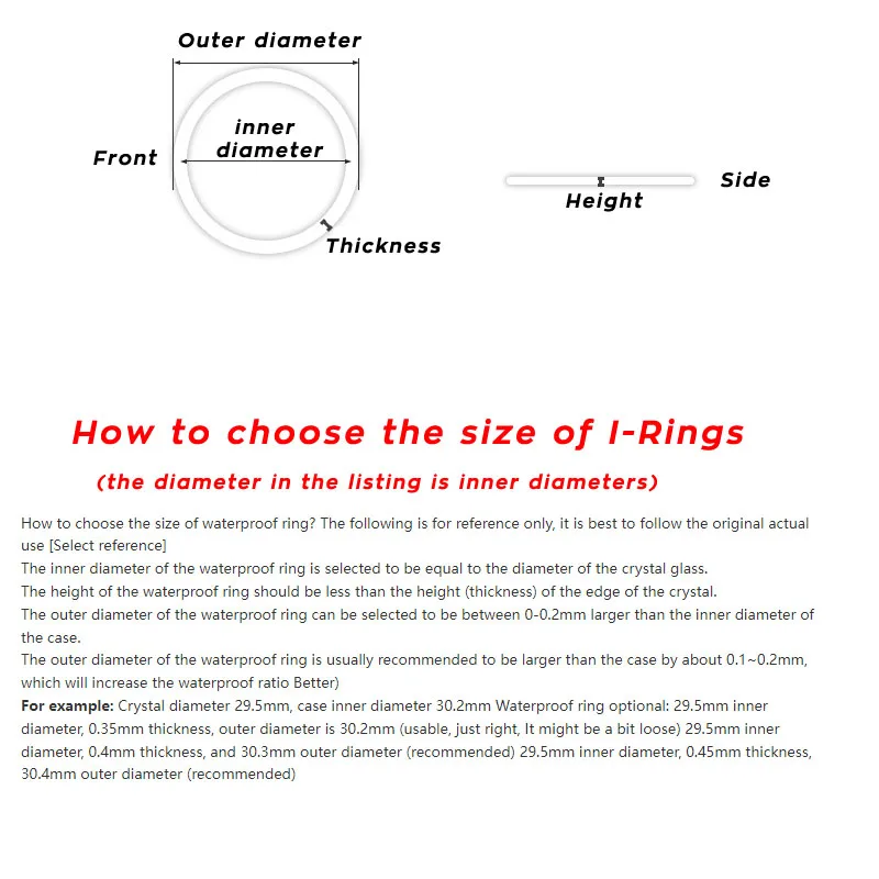 ساعة حمراء الغطاء الخلفي مقاوم للماء I-حلقة سميكة 0.6 مللي متر الارتفاع 0.9 مللي متر 16 مللي متر-42 مللي متر الغطاء الخلفي طوقا حلقة لإحكام الإغلاق أداة إصلاح أجزاء #6