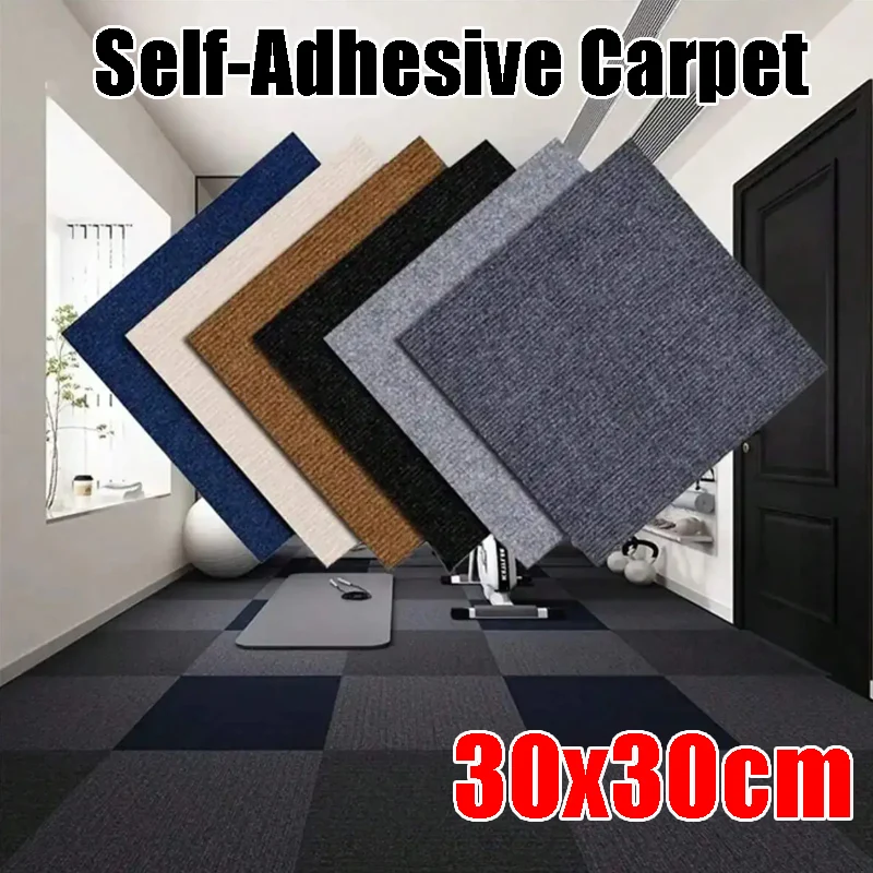 DIY Home Decor Carpet Tiles Self-Stick 30x30cm Removable Floor Squares with Easy Peel Stick Installation for Indoor Areas