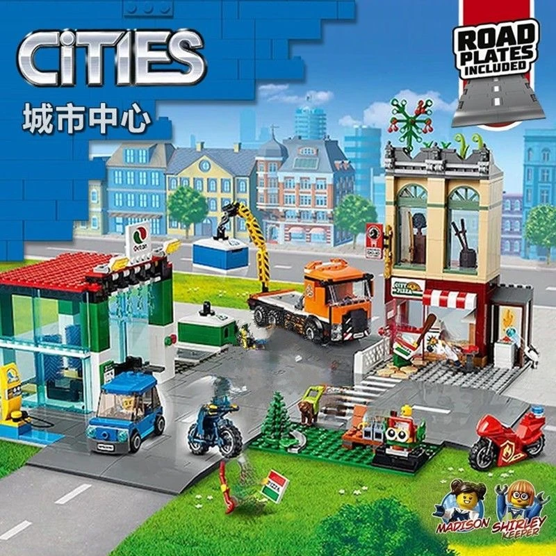 marche-compatibili-set-di-mattoni-serie-di-citta-building-blocks-60292-city-town-center-modello-street-view-giocattoli-per-bambini-regali