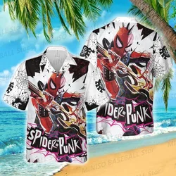 Summer New Boy Marvel Spider Punk Superhero Hawaiian Shirt Cartoon KID/Adult Casual Fight Holiday Shirt Street Style Personality