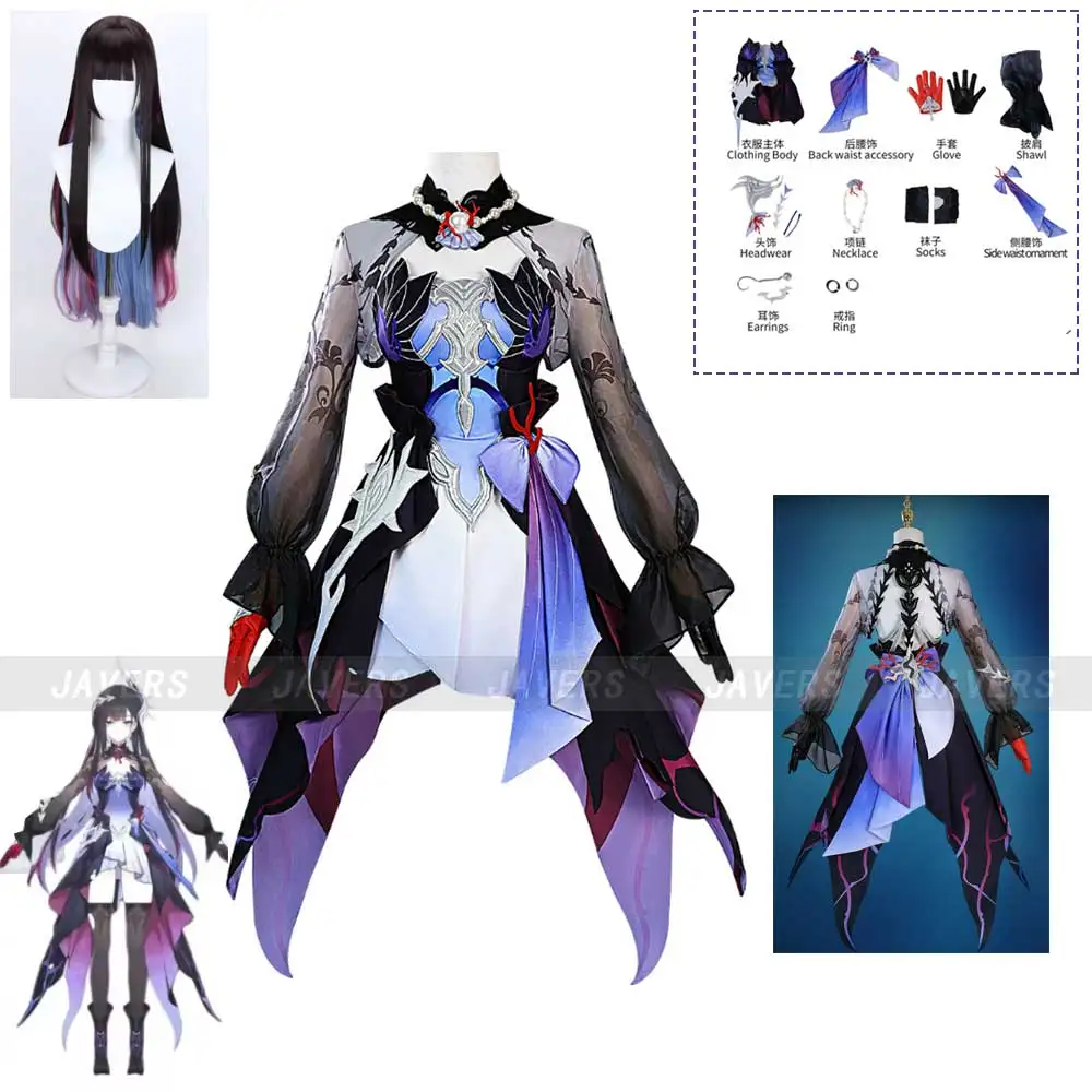 

Game Honkai：Star Rail Hysilens Cosplay Costume Anime Helektra Purple Lolita Dress Woman Sexy Halloween Birthday Party Suit