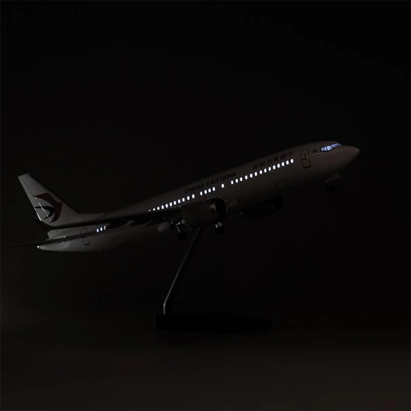 47cm 1:85 Scale Eastern Airlines B737max Resin  Model Civil Passenger Aircraft with Wheels and Lights