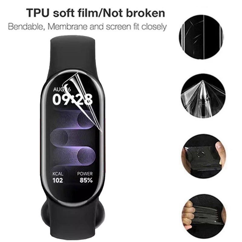 1-3PCS Pellicola Idrogel Per Xiaomi Mi Band 10 9 8 7 Pellicola Protettiva Morbida Smartwatch Protezione Dello Schermo Per Xiaomi Mi Band 10 HD Film