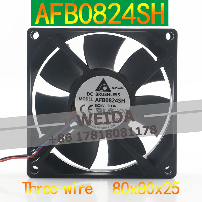 Cooling Fan Delta 8CM AFB0824SH  Inverter Control Cabinet Elevator DC24V 0.33A  3-wire 8025 Dual Ball