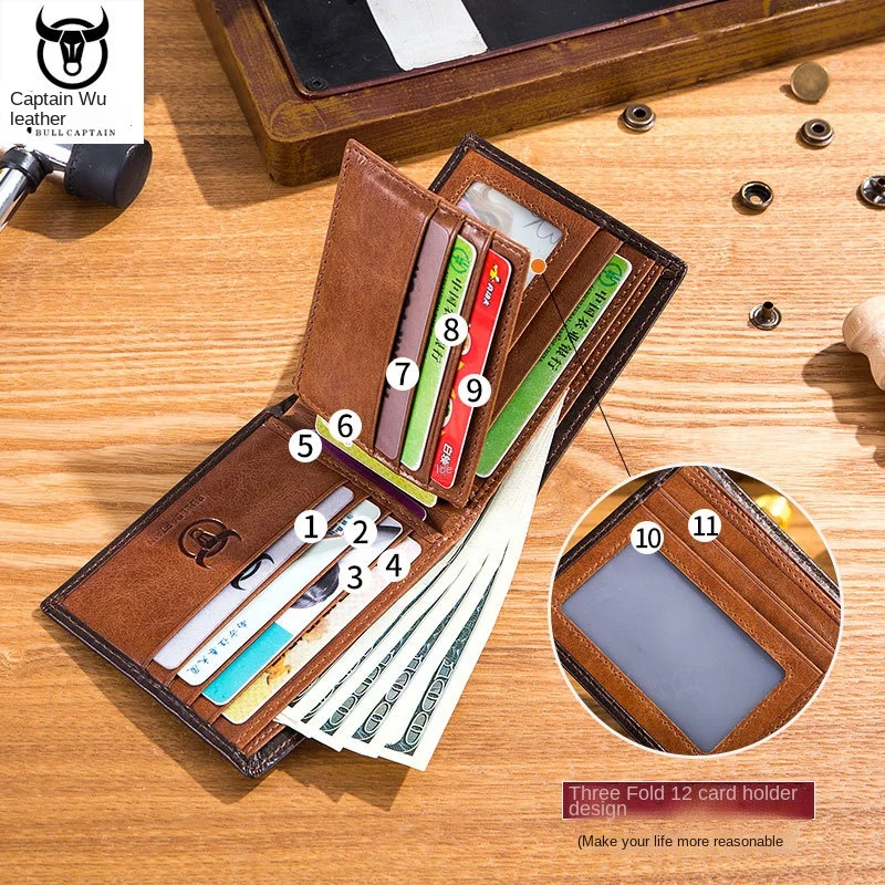 Brand men's Wallet Genuine Leather Purse Male  Wallet Multifunction Storage Bag Coin Purse Wallet's Card Bags Top layer cowhide